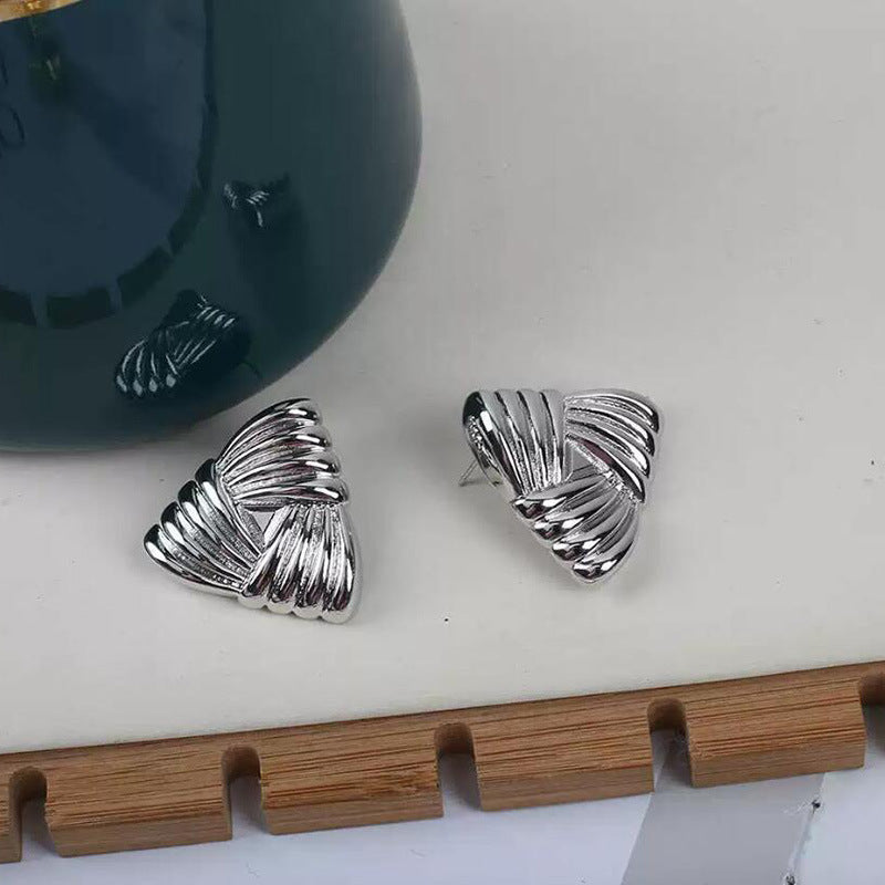 Women Fashion Retro Ruffled Triangle Earrings