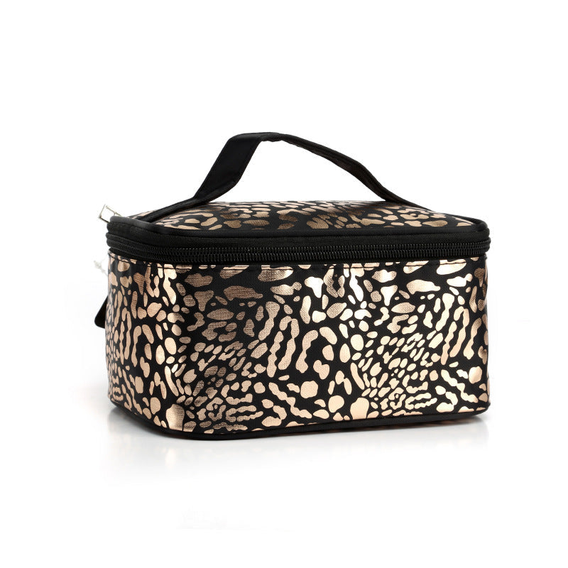 Bolsa de cosméticos impermeable con estampado de leopardo