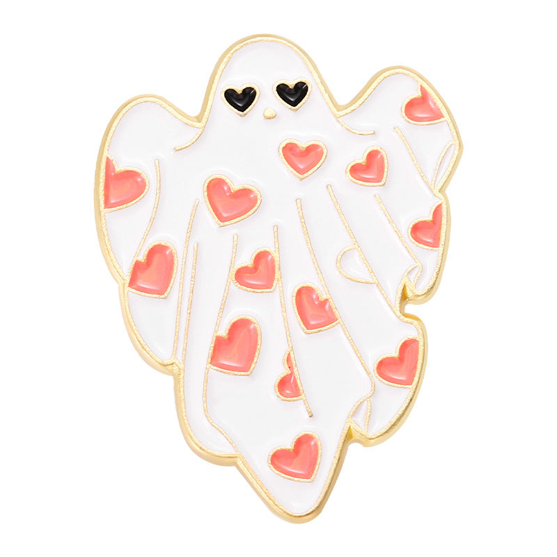 Jolie petite broche fantôme en métal blanc