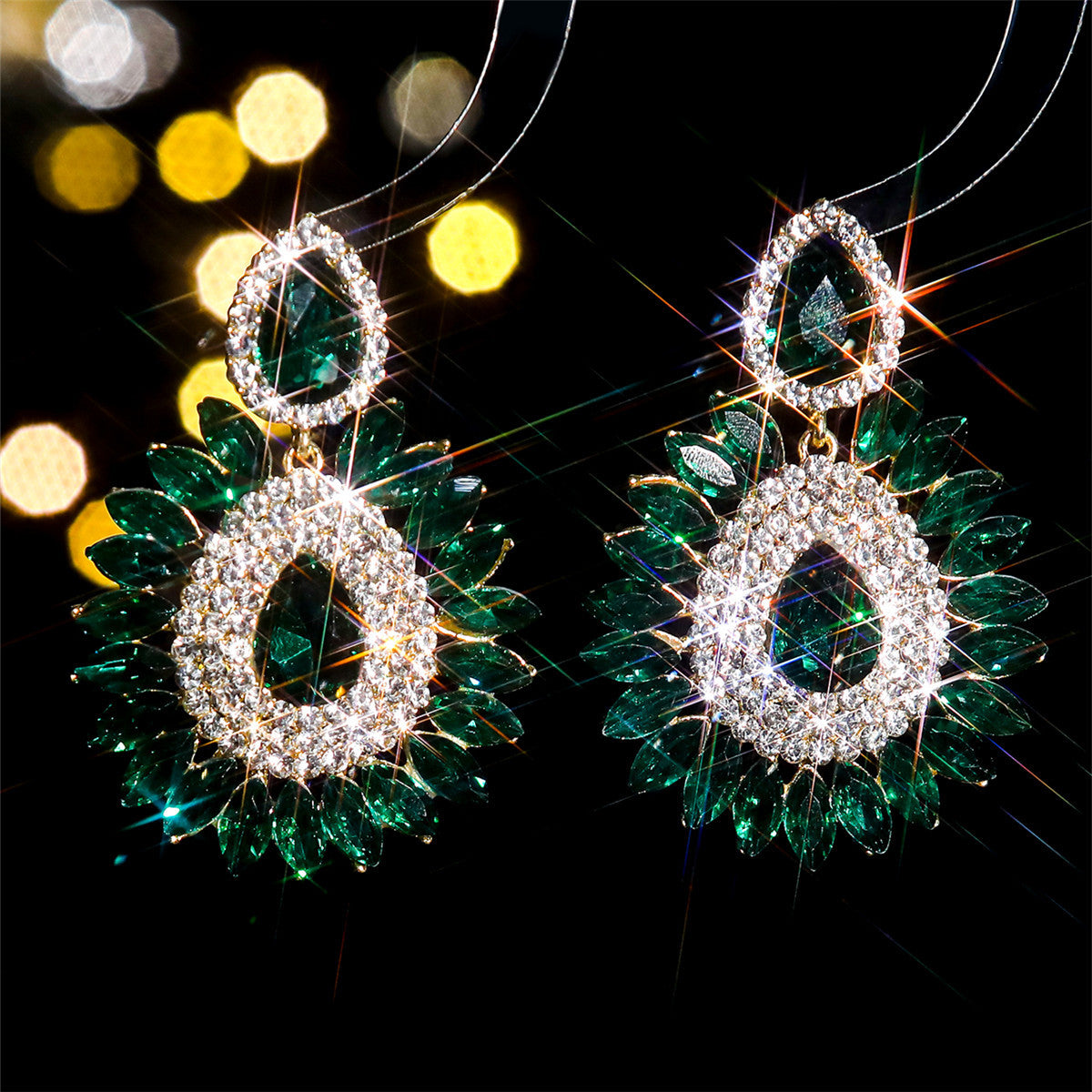 Boucles d'oreilles à strass multicolores exagérées pour femmes