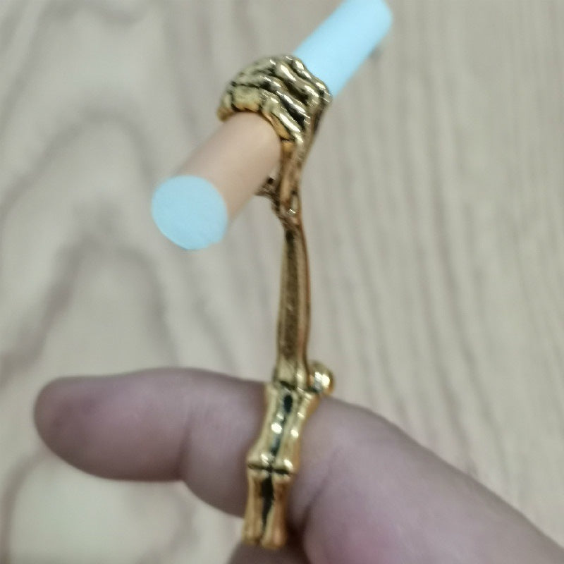 Soporte para anillo de fumar con forma de hueso de mano de esqueleto de Halloween