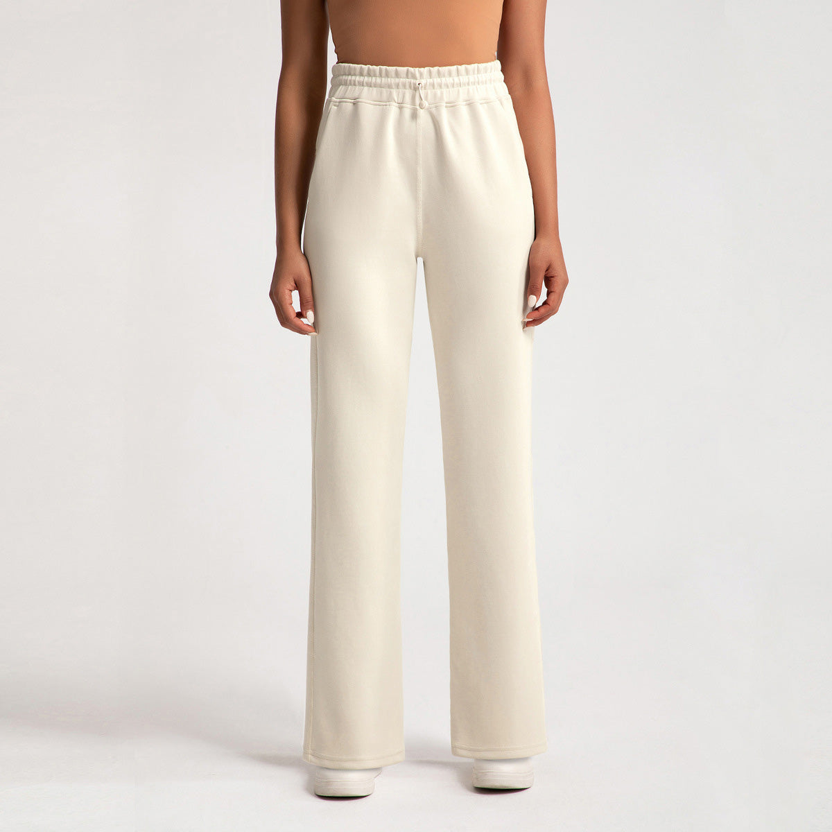 Pantalones de yoga de cintura alta de color sólido informales para mujer