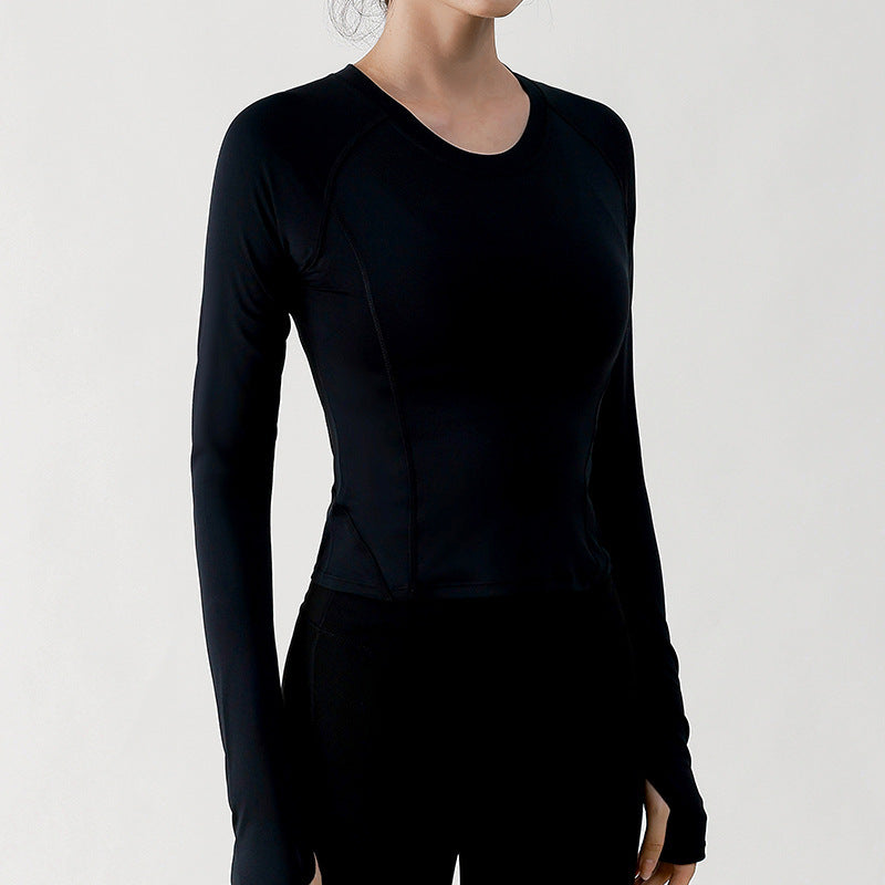Women Casual Solid Color Long Sleeve Yoga T-Shirt