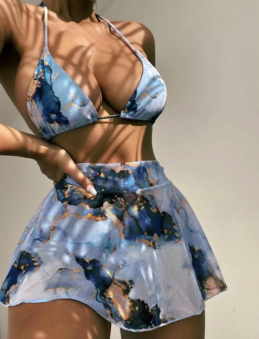 Ensemble bikini tie-dye sexy pour femme, vacances d'été