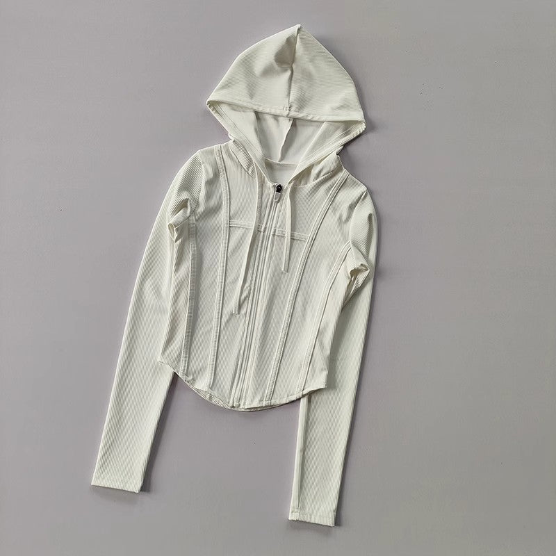 Veste de sport à capuche pour femme, en nylon et élasthanne