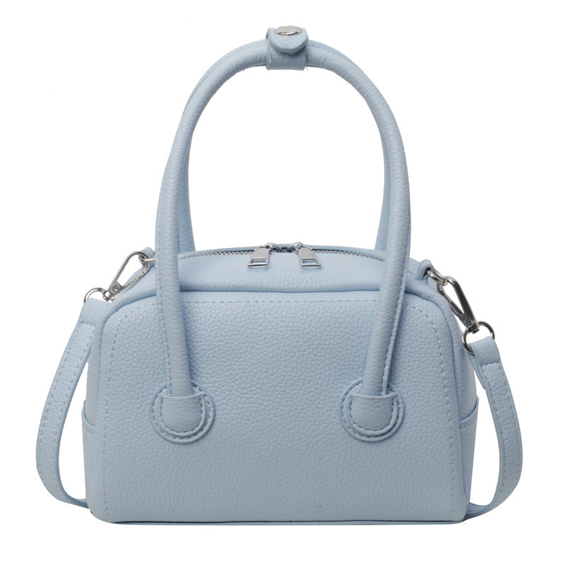 Sac à main décontracté à motif litchi de couleur unie pour femme