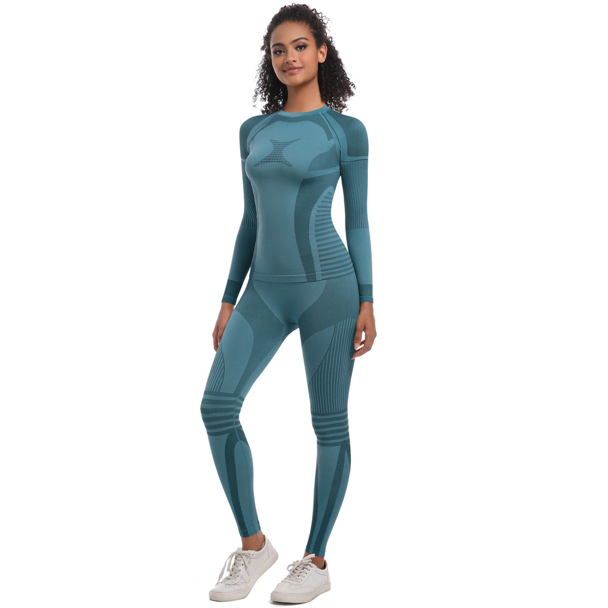 Ensemble de cyclisme et de course à pied pour femme, couleur contrastée, pour le yoga
