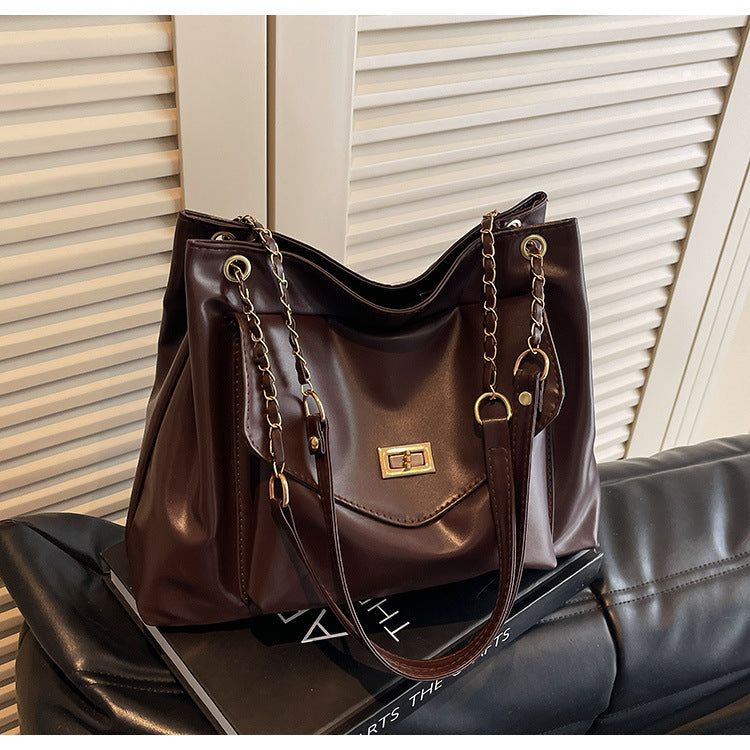 Bolso de mano retro sencillo e informal de gran capacidad para mujer