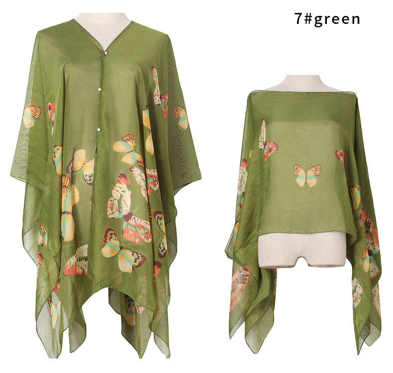 Chal de verano con estampado de mariposas para mujer