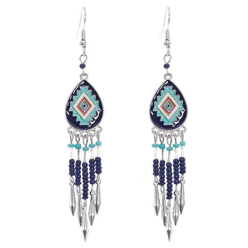 Boucles d'oreilles bohèmes vintage en forme de goutte turquoise