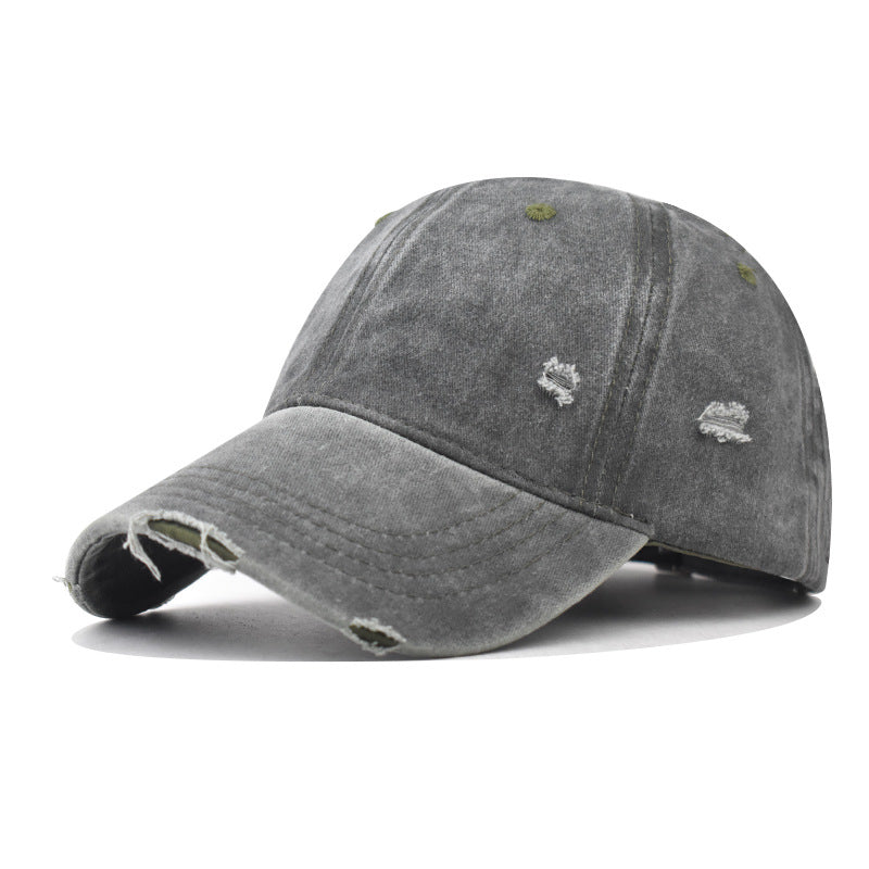 Fashion Casual Solid Color Ripped Baseball Cap Cotton Unisex Style