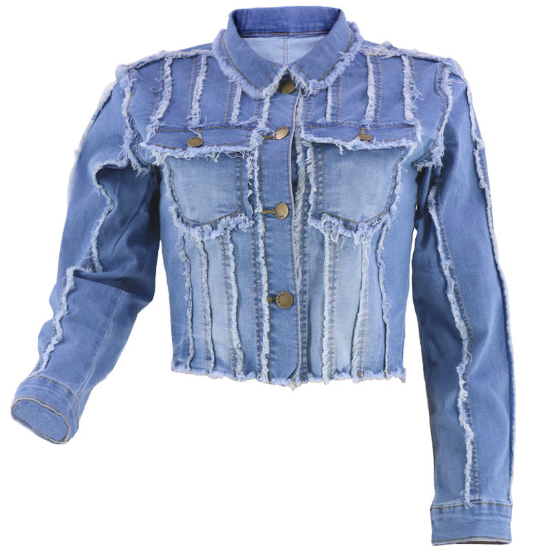 Veste en jean à manches longues pour femme