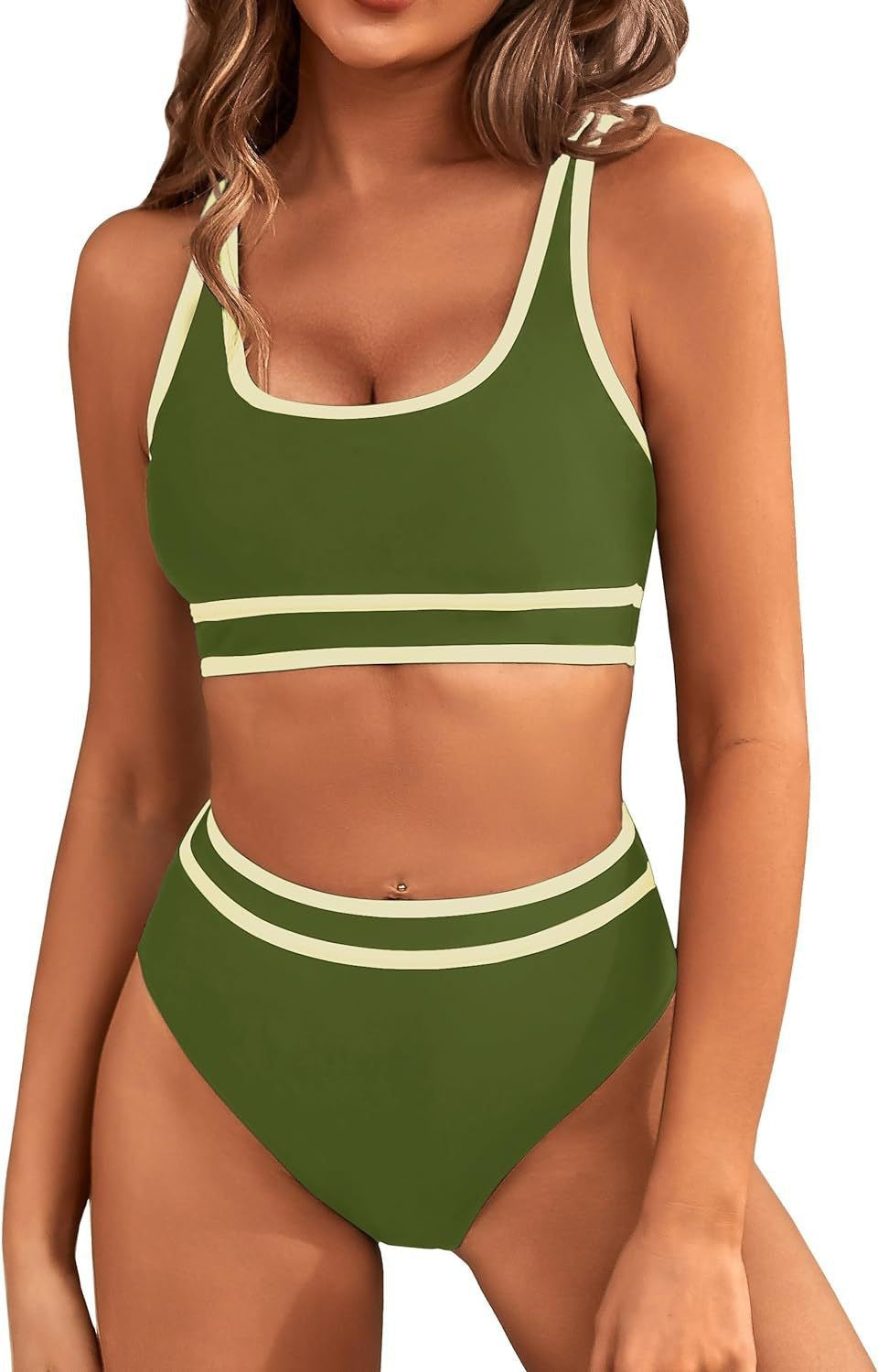 Traje de baño bikini sexy de color sólido a la moda para mujer