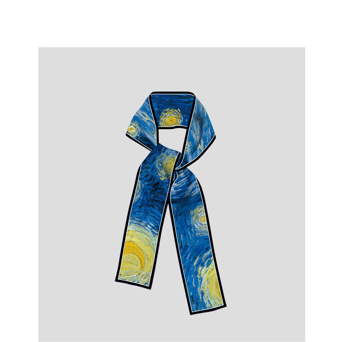 Bufanda de seda estampada con pintura al óleo de Van Gogh de moda para mujer