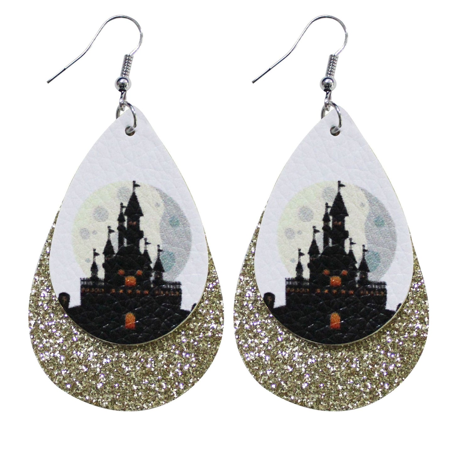 Pendientes de calavera con purpurina para Halloween para mujer