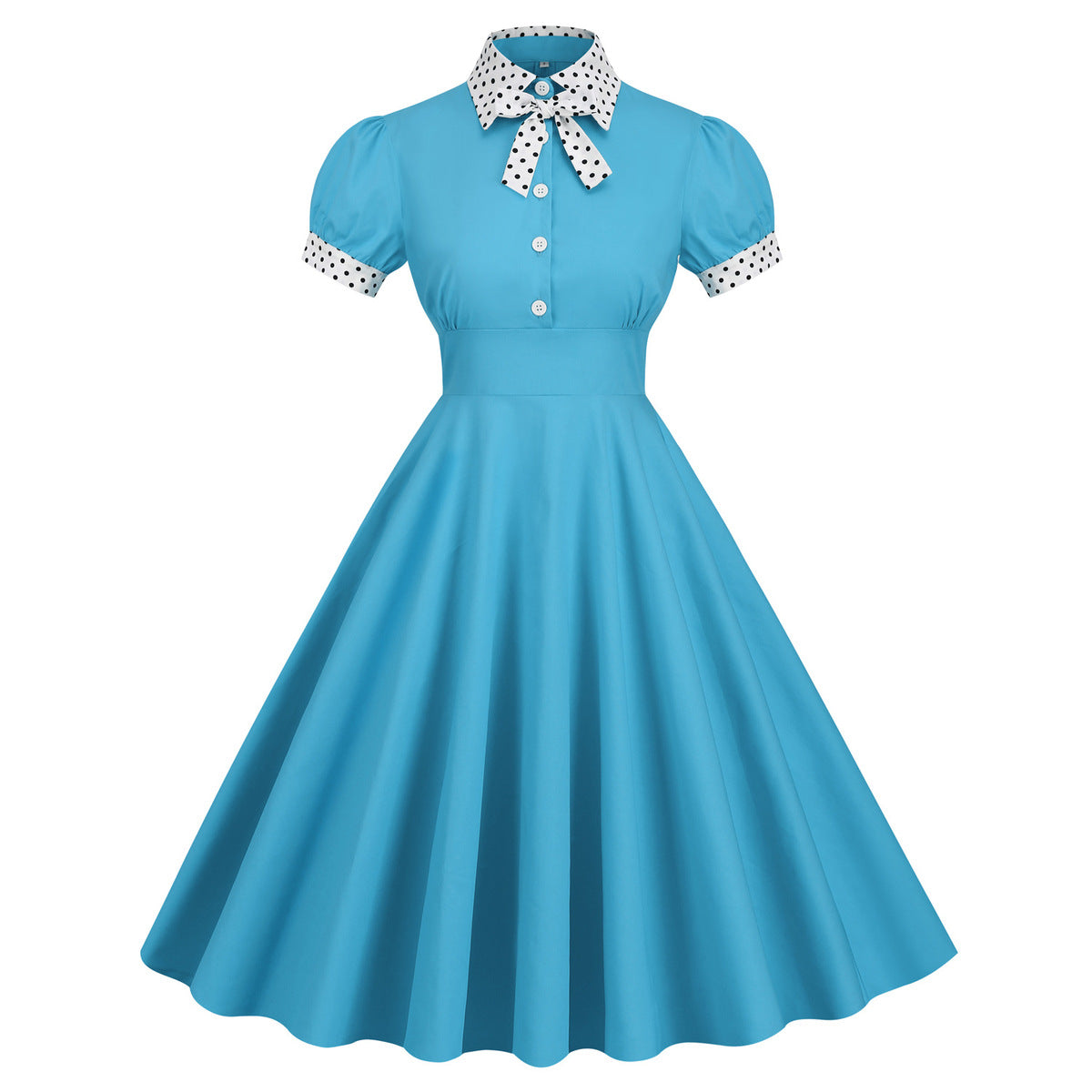 Vestido midi elegante con estampado de lunares para mujer