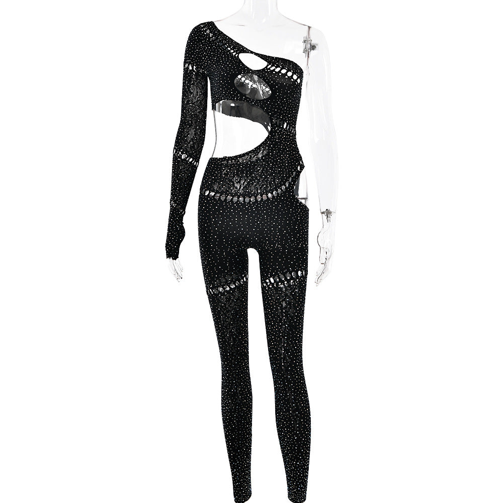 Combinaison à manches longues avec strass pour femme