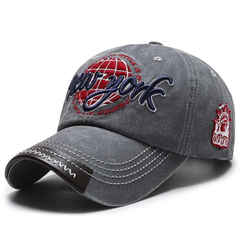 Casquette en coton brodée avec lettres vintage et style rétro