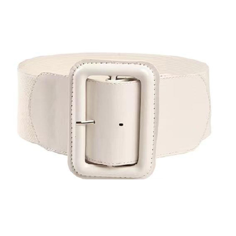 Women Fashion Casual Solid Color Big Buckle Wide Belt