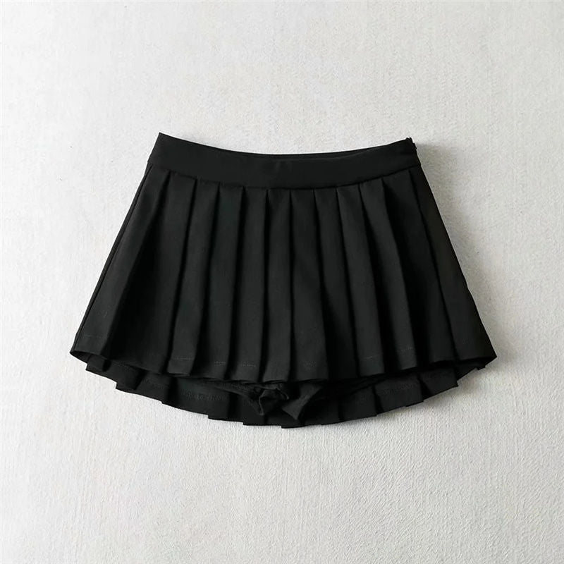 Falda plisada de cintura alta elegante de color sólido a la moda para mujer