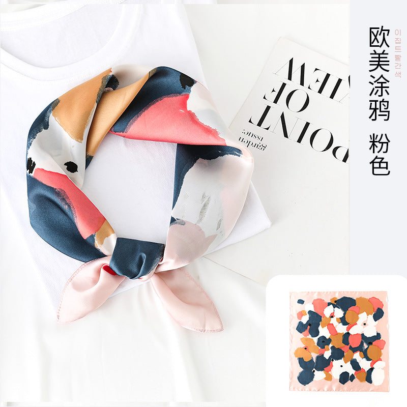 Bufanda de seda cuadrada con estampado multicolor de moda de verano para mujer
