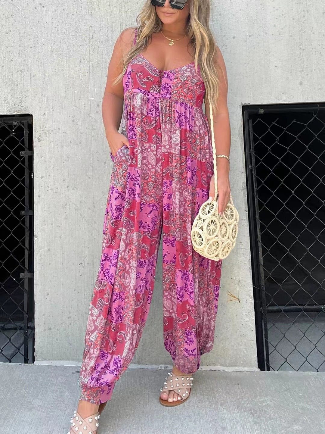 Combinaison florale taille haute pour femme grande taille