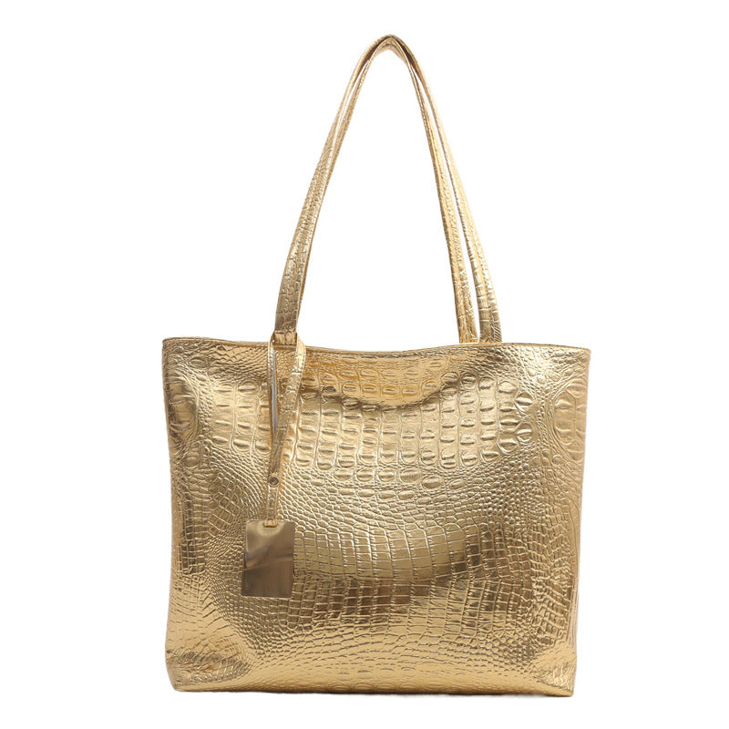 Bolso de mano de gran capacidad con estampado de cocodrilo de moda