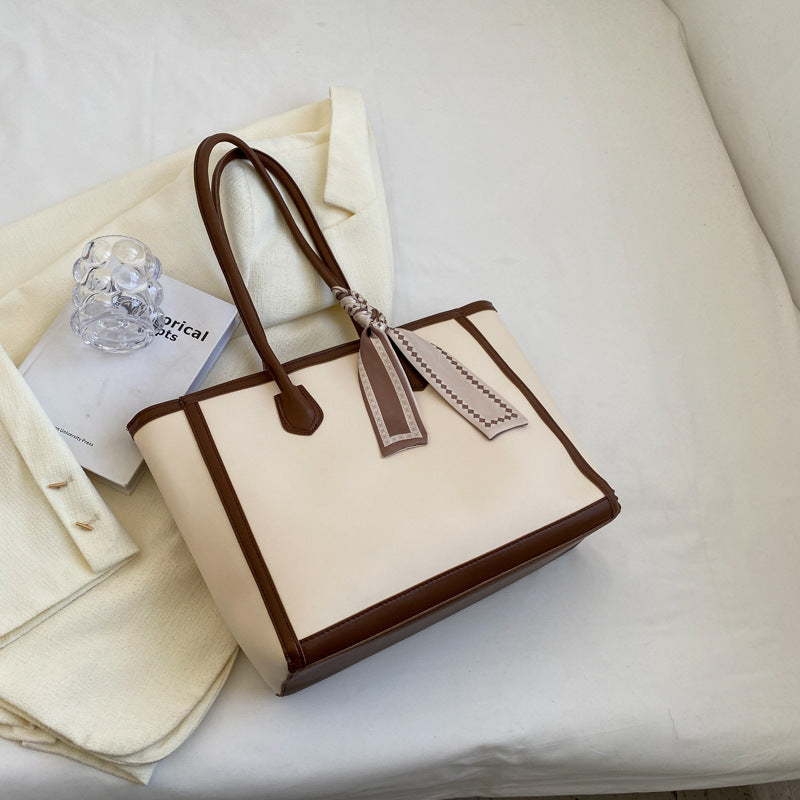 Bolso de mano informal sencillo con contraste de color para mujer
