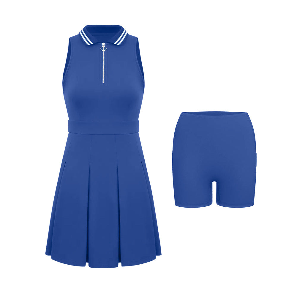 Women Fashion Casual Contrast Color Tennis Dress Set