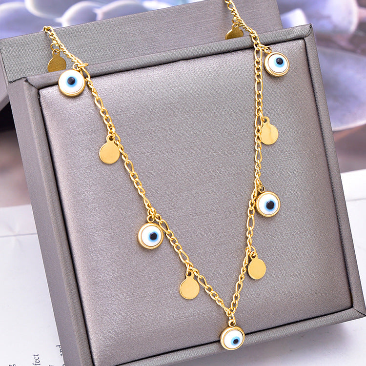 Collar redondo de palma de amor con ojo de diablo para mujer