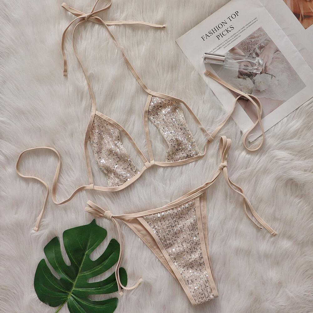 Vacation Women Sexy Sequins Bikini