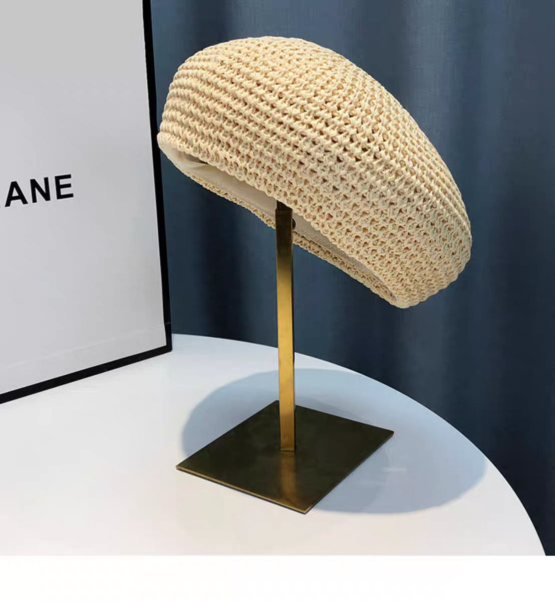 Béret tissé en paille respirant et décontracté pour femme, à la mode pour l'été
