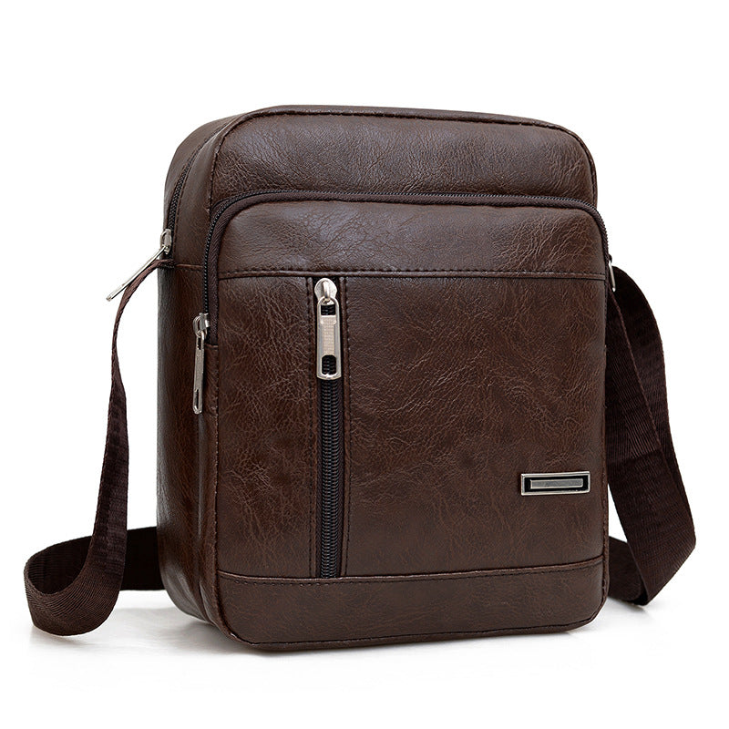 Bolso bandolera informal de PU para hombre, de moda y color liso.
