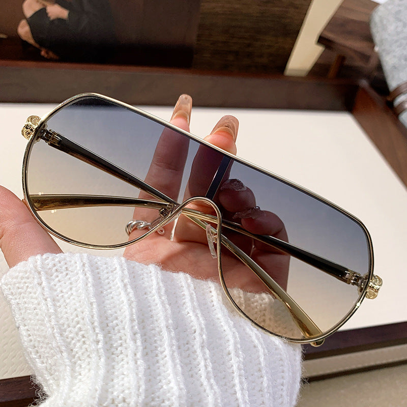 Fashion One-Frame Sunglasses - Trendy Metal Goggles