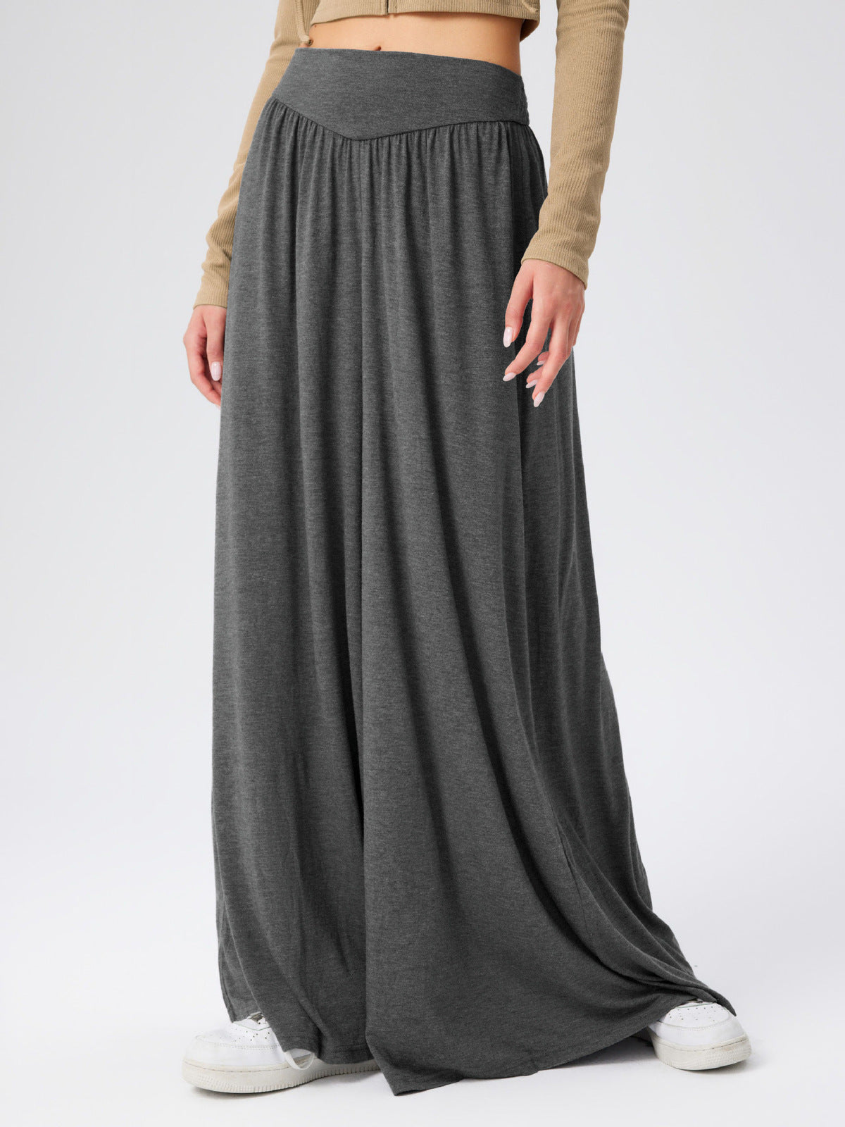 Pantalon large taille haute décontracté à la mode pour femmes