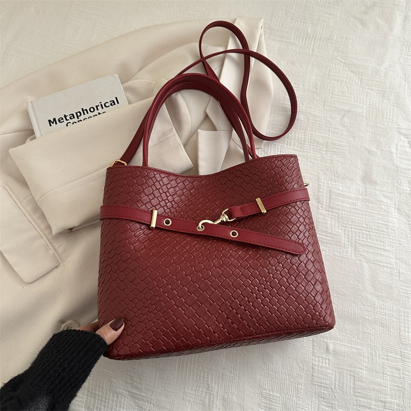 Bolso de mano de gran capacidad de color sólido de moda