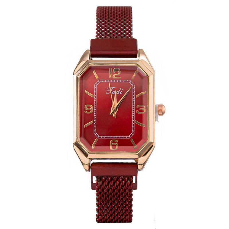 Women Fashion Solid Color Square Watch Stainless Steel Clasp