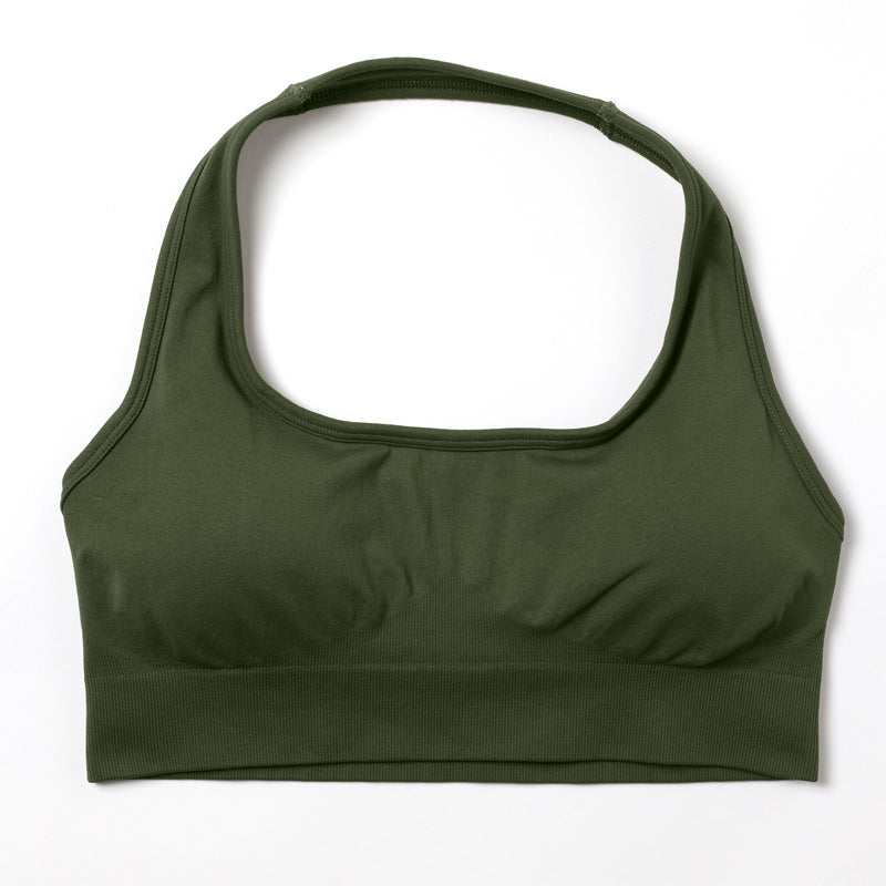 Women Fashion Solid Color Seamless Halter-Neck Bra
