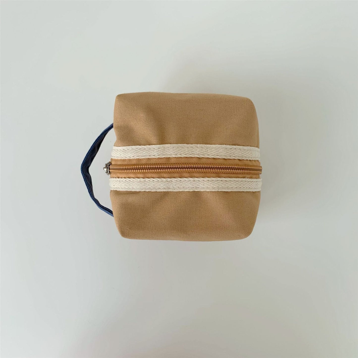 Petite trousse à maquillage carrée en toile de couleur contrastée