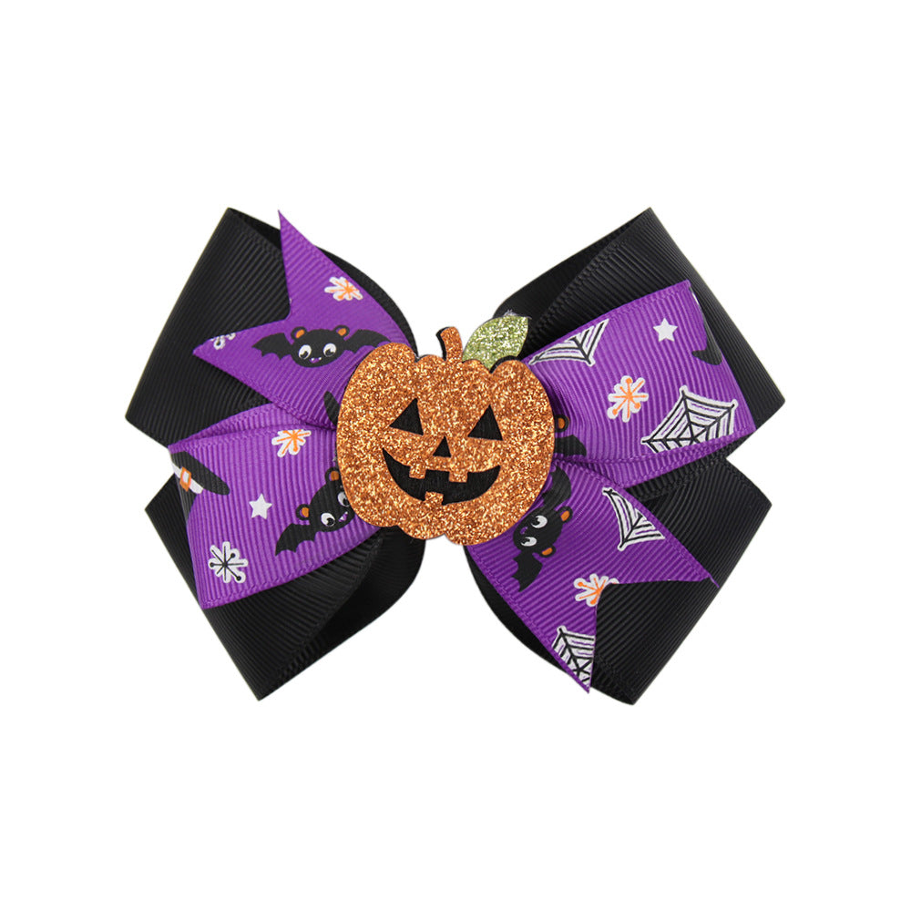 Children Kids Baby Halloween Pumpkin Bowknot Hair Clip