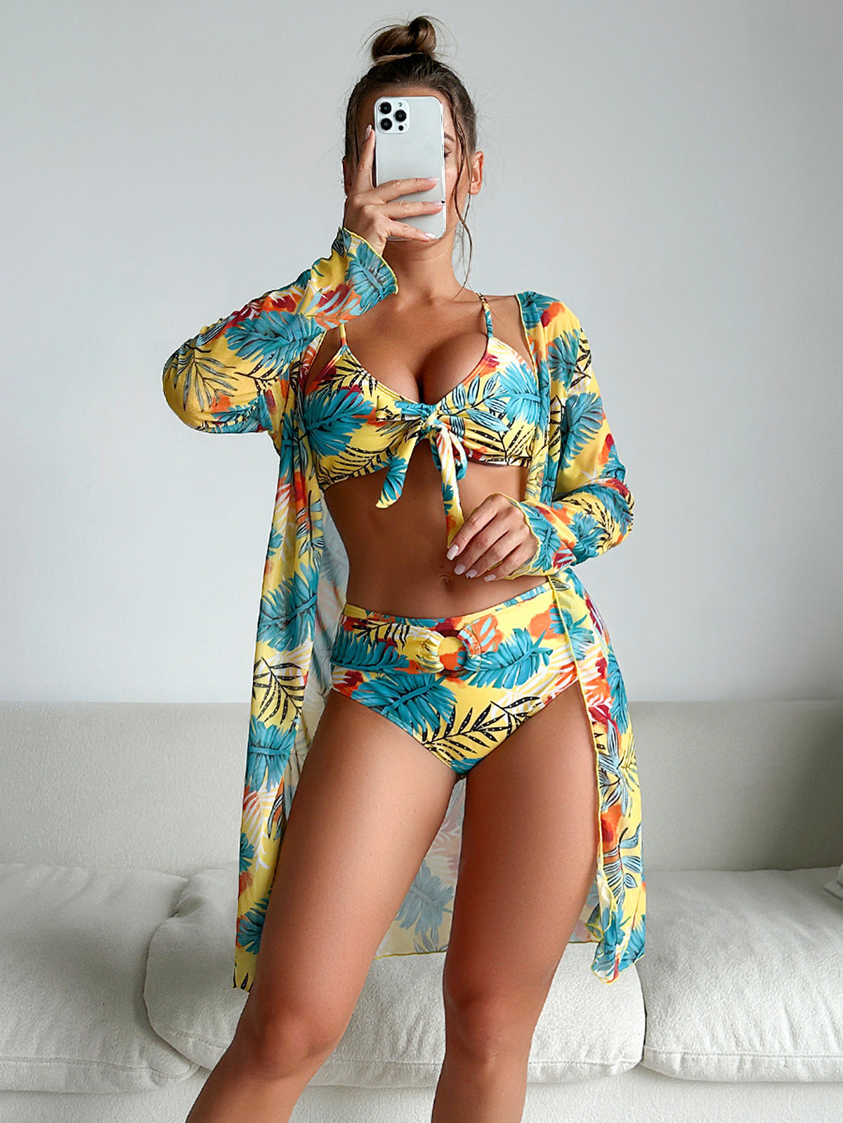 Women Fashion Print Swimsuit Three-Piece Set