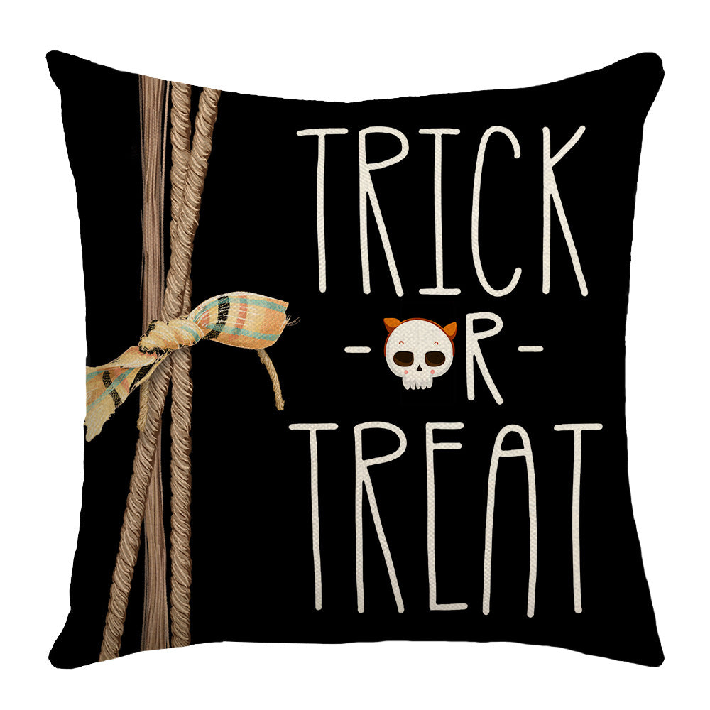 Halloween Cartoon Ghost Pumpkin Print Sofa Cushion Cover