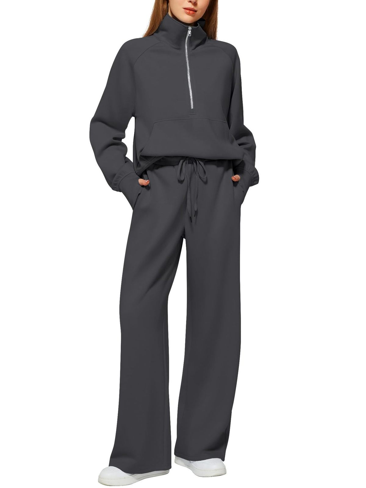 Oversized Women Two-Piece Hoodie and Wide-Leg Pants Set