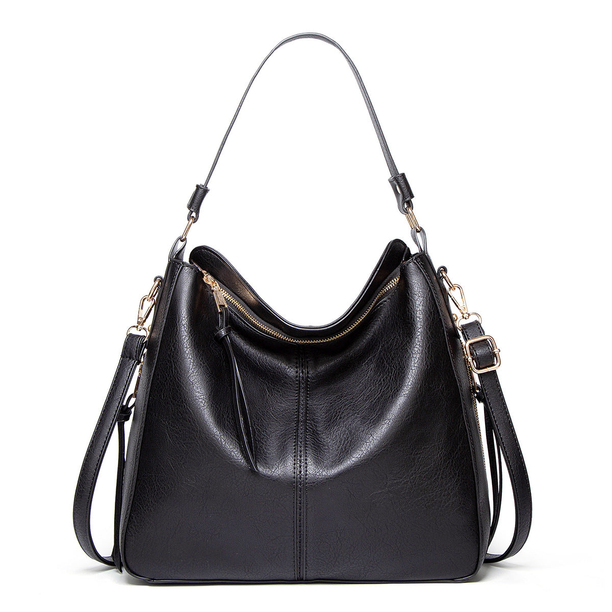 Women Solid Color Portable Large Capacity PU Handbag