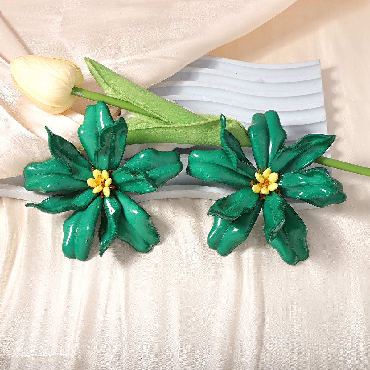 Women Fashion Creative Exaggerated Big Flower Earrings
