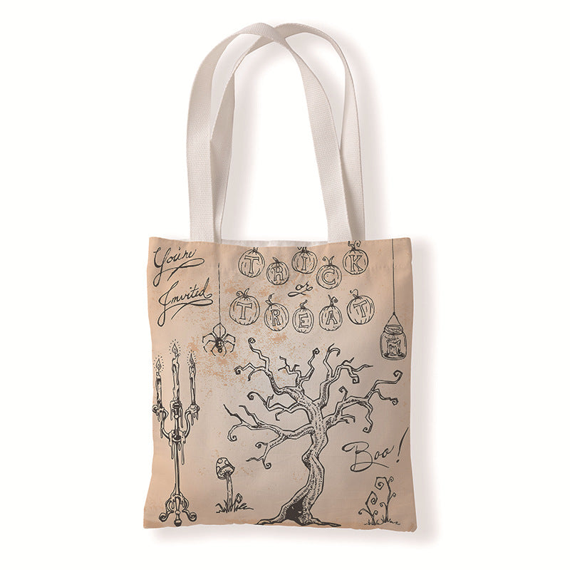 Bolsa de lona con estampado de dibujos animados de Halloween y terror