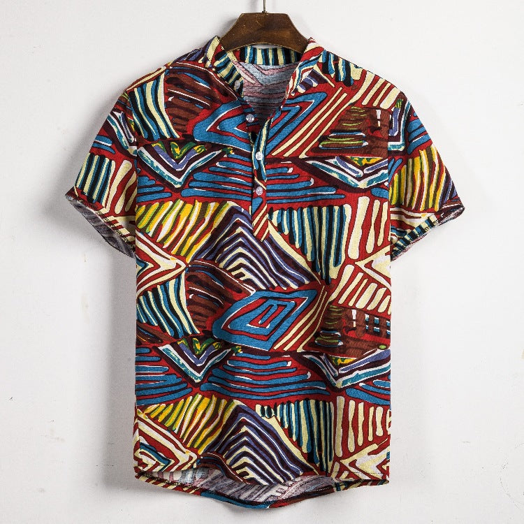 Camisa informal de vacaciones para hombre con estampado de flores diminutas en 3D