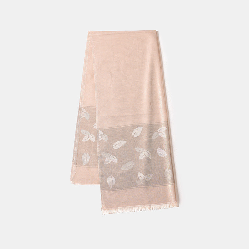 Bufanda chal de verano con estampado de hojas y protector solar para mujer