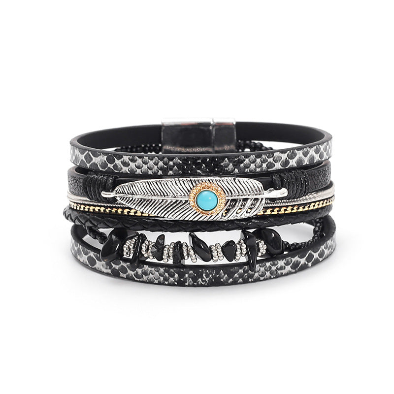 Pulsera con hebilla magnética de turquesa bohemia