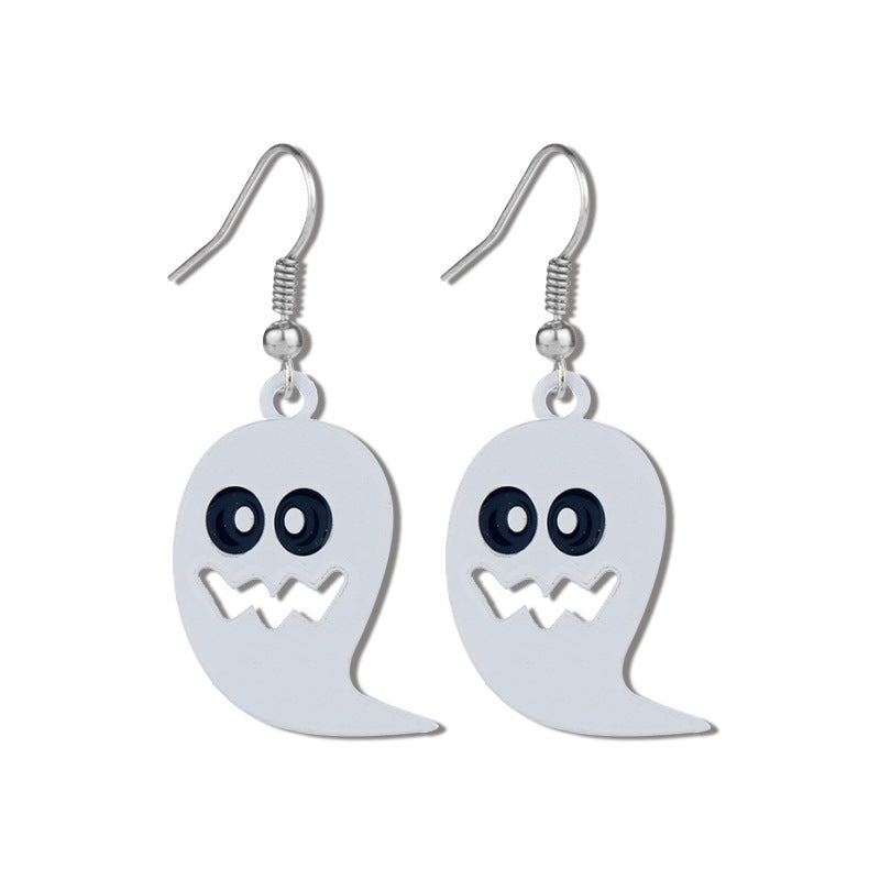 Pendientes colgantes de aleación negra con diseño de fantasma de Halloween para mujer